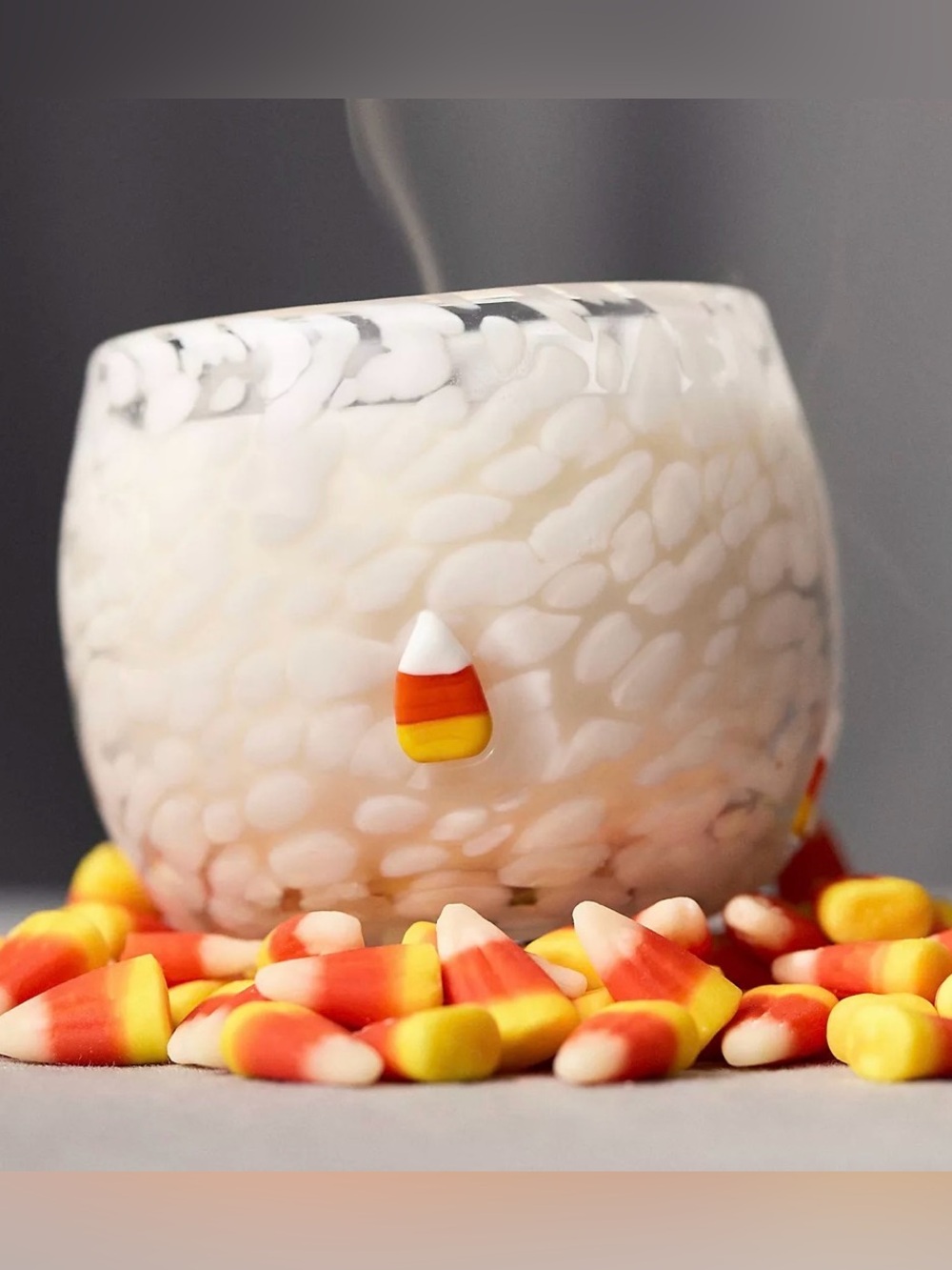 Anthropologie Mystic Confetti Icon Candy Corn Glass Candle. NEW!
